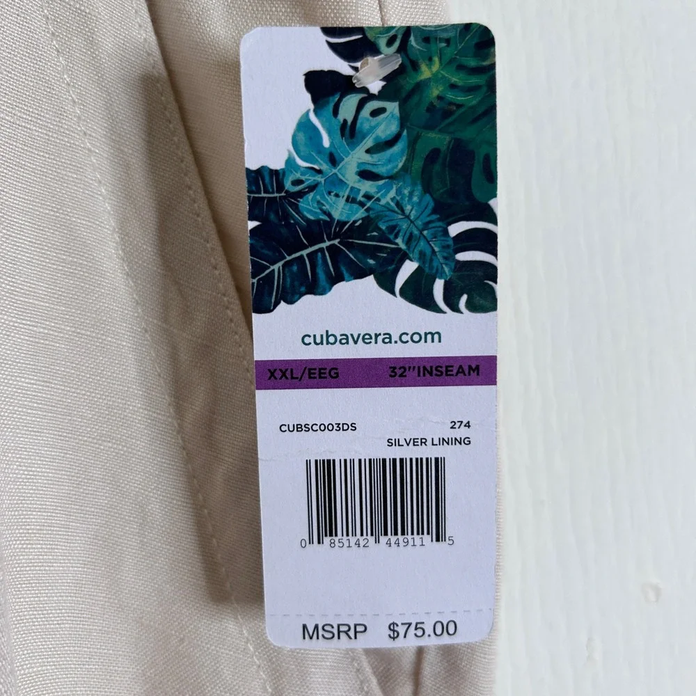NWT Cubavera Core Drawstring Linen Blend Straight Leg Pants Cream Men's XXL‎